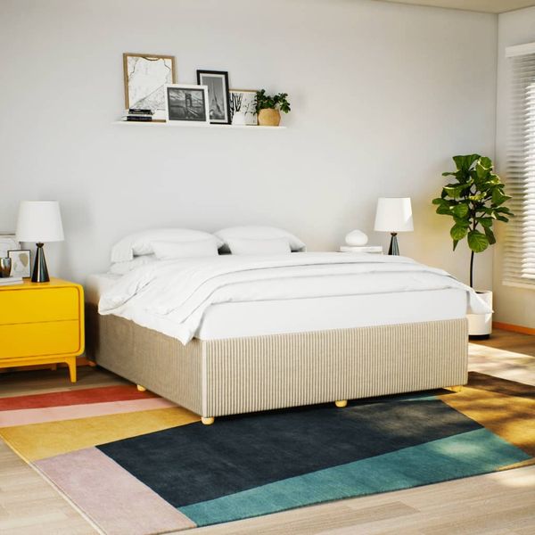 vidaXL Bettgestell ohne Matratze Creme 200x200 cm Stoff 3284968