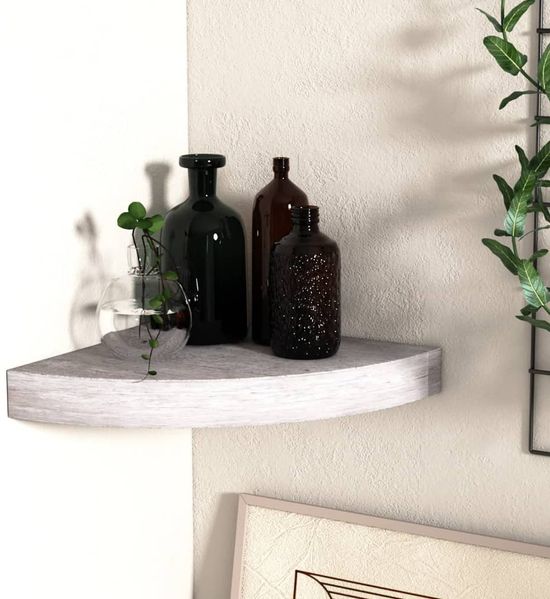 vidaXL Eck-Schweberegal Betongrau 35x35x3,8 cm MDF 326642