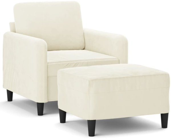 vidaXL Sessel mit Hocker Creme 60 cm Samt 3201172