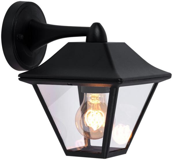 RGB LED Außen Wandleuchte, Alu schwarz, Glas klar, H 22,5 cm