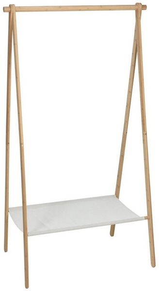 Spetebo Kleiderständer Bambus Kleiderständer Garderobe mit Stoff Ablage, (Komplett-Set, 1 St, mit Ablagefläche), zusammenklappbar,platzsparend