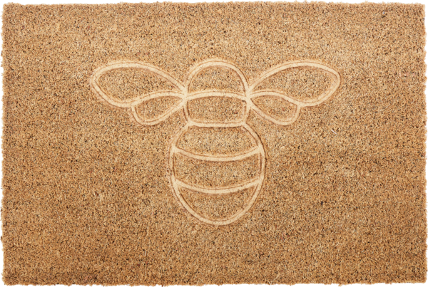 Fußmatte CAVITE Naturfarben 40 x 60 cm Biene Kokosfasern