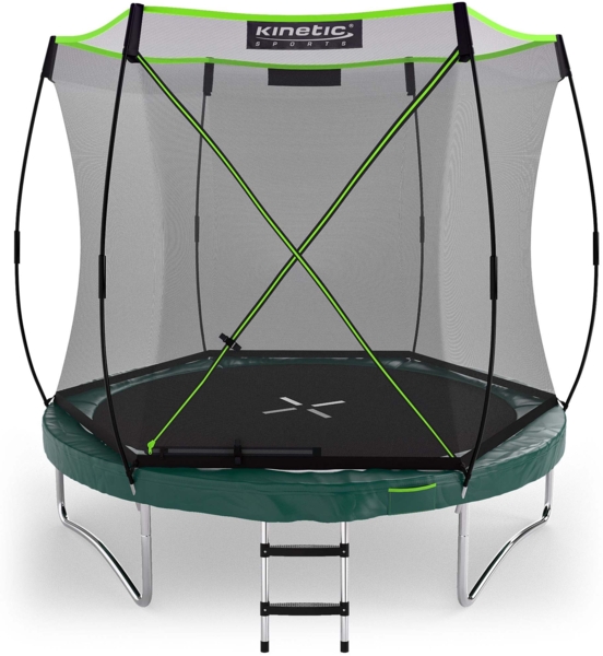 KINETIC SPORTS Trampolin Federlos-Design 'Bungee Safety Elite' - AirMAXX Sprungtuch-Technologie, Ultraleise, Outdoor Gartentrampolin für Kinder & Erwachsene, Ø 244 cm