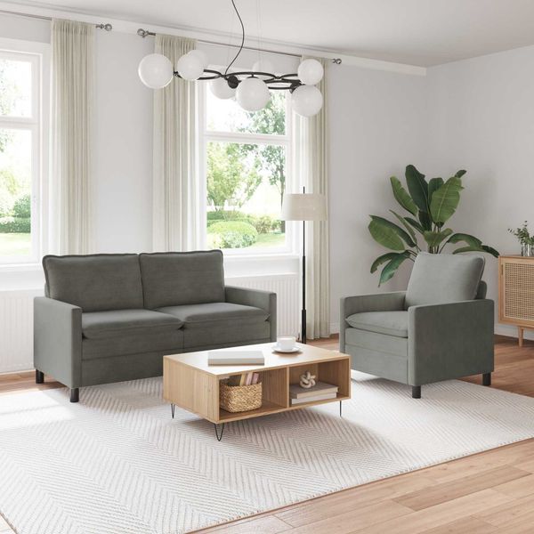 vidaXL Sofa Set 2 pcs Hellgrau Stoff 3417083