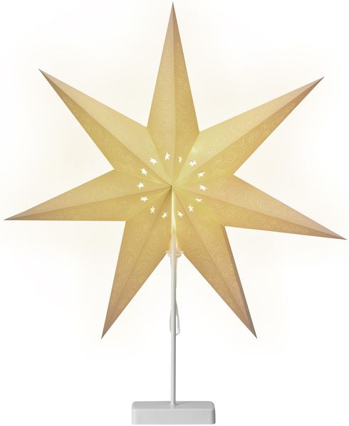 Casaria LED Weihnachtsstern mit Ständer Beleuchtet 60 cm creme Papierstern Weihnachten Weihnachtsdeko Leuchtstern Dekostern Adventsstern