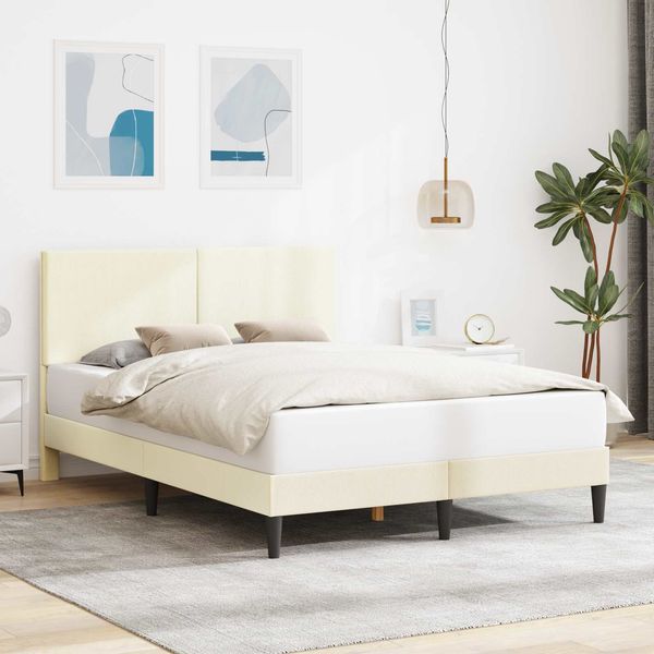 vidaXL Bettrahmen mit Kopfteil Creme 120x200 cm Cordstoff 42027726