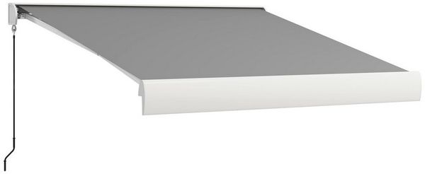 MC Star Gelenkarmmarkise 3m Elektrische Markise mit Handkurbel & Fernbedienung (Balkonmarkise Sonnenschutz aus Aluminium in Hellgrau)