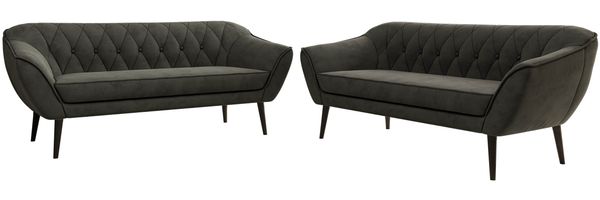 Wohnzimmerset Möbelset PIRS 3-3, Armlehnen, Wellenfederung, schwarze Füße, Dreisitzer Sofa, Polstermöbel Set - Hellgrau Velvet Bild 6