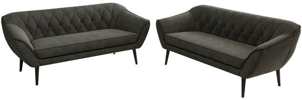 Wohnzimmerset Möbelset PIRS 3-3, Armlehnen, Wellenfederung, schwarze Füße, Dreisitzer Sofa, Polstermöbel Set - Hellgrau Velvet Bild 8