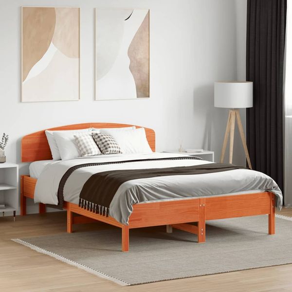 vidaXL Massivholzbett ohne Matratze Wachsbraun 140x190 cm Kiefernholz 3207228