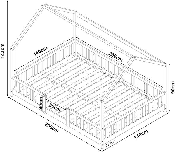Hausbett Sisimiut 140x200 cm Holzfarben [en. casa] Bild 3