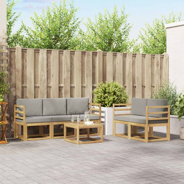 vidaXL Outdoor-Sofagarnitur 6 pcs Weiß und Hellgrau 59 x 59 x 37 cm 3387230