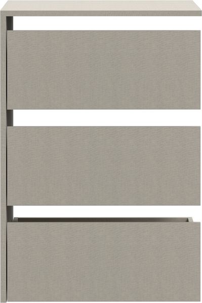 Forte SCHACH & MATT 2 Schubladenblock mit 3 Schubladen, Innenkommode für Kleiderschrank, Holzwerkstoff, Grau Textilnachbildung, 53,5 cm breit x 78,2 cm hoch x 52,7 cm tief