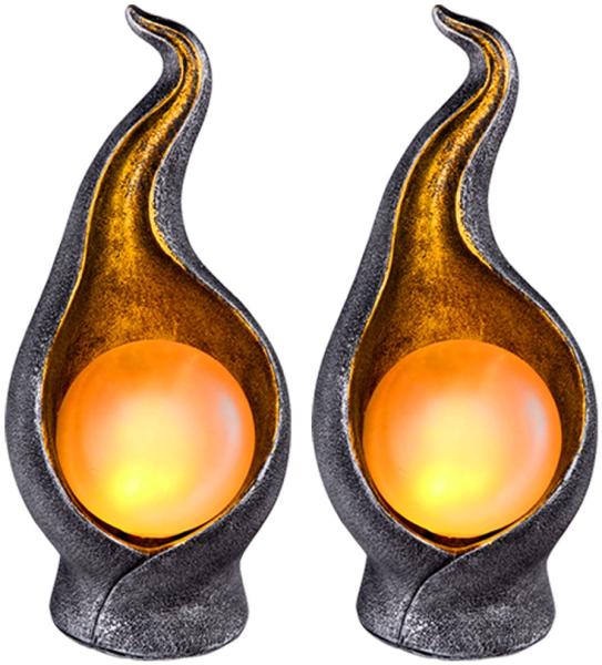 2er Set LED Gartenleuchte, Silber, Gold, Kugel, H 26,5 cm