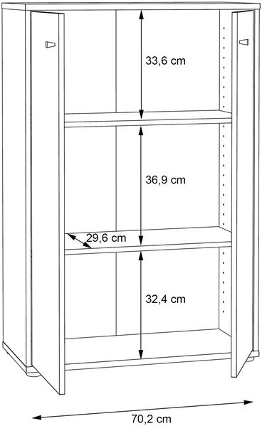 Hochkommode >TEMPRA2< 2 Türen, 2 Böden, in Artisan Eiche Dekor - 73,7x111,1x34,8cm (BxHxT) Bild 7