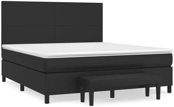 vidaXL Boxspringbett mit Matratze Schwarz 180x200 cm Kunstleder 3137557