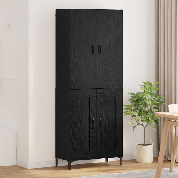 Highboard, BuffetSchrank, Büroschrank Schwarz Eichen-Optik 69,5 x 34 x 180 cm Holzwerkstoff