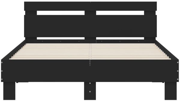 vidaXL Bett mit LED-Beleuchtung, Holz schwarz, 120x200 cm Bild 7
