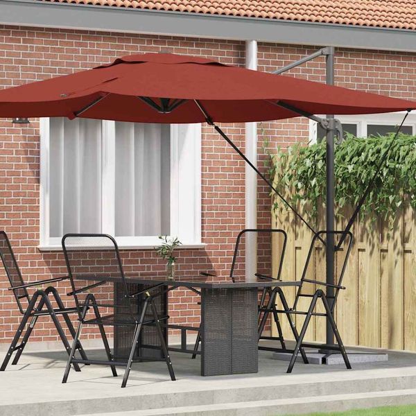 vidaXL Roma Parasol Rot 286 x 284 x 265 cm Aluminium und Polyester 42003342
