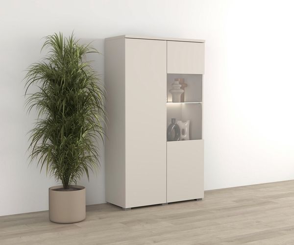 OTTO home Vitrine Modo, Breite 80 cm, moderner griffloser Vitrineschrank Vitrine mit viel Stauraum, Einlegeböden verstellbar, Glastür