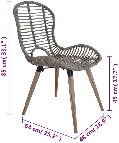 vidaXL Esszimmerstühle 2 Stk. Braun Natürliches Rattan 246853 Bild 7