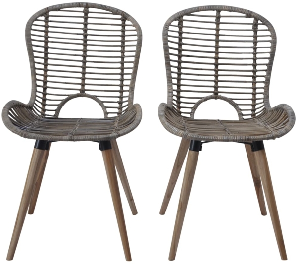 vidaXL Esszimmerstühle 2 Stk. Braun Natürliches Rattan 246853