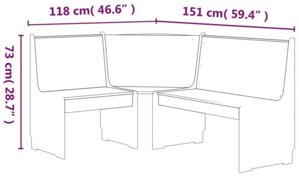 vidaXL Eckbank REINE 151 cm Weiß Massivholz Kiefer 327247 Bild 3