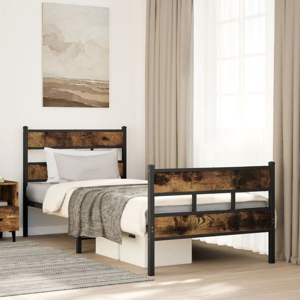 vidaXL Metallbett ohne Matratze Räuchereiche 80x200 cm 4017062