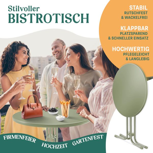 KESSER® Gastro Stehtisch klappbar - Gastronomie Bistrotisch rund - Wetterbeständiger Klapptisch Gartentisch - Runder Partytisch - Hitzebeständig - Stabil und sicher Ø 60 cm, 2er Set, Olive Grün Bild 2