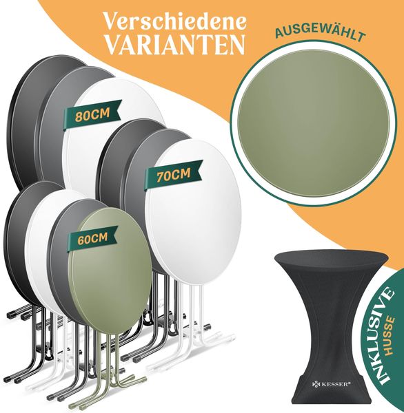 KESSER® Gastro Stehtisch klappbar - Gastronomie Bistrotisch rund - Wetterbeständiger Klapptisch Gartentisch - Runder Partytisch - Hitzebeständig - Stabil und sicher Ø 60 cm, 2er Set, Olive Grün Bild 7