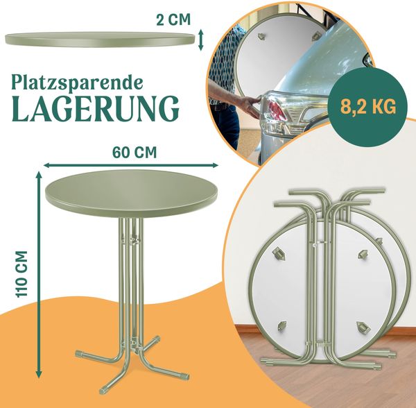 KESSER® Gastro Stehtisch klappbar - Gastronomie Bistrotisch rund - Wetterbeständiger Klapptisch Gartentisch - Runder Partytisch - Hitzebeständig - Stabil und sicher Ø 60 cm, 2er Set, Olive Grün Bild 6