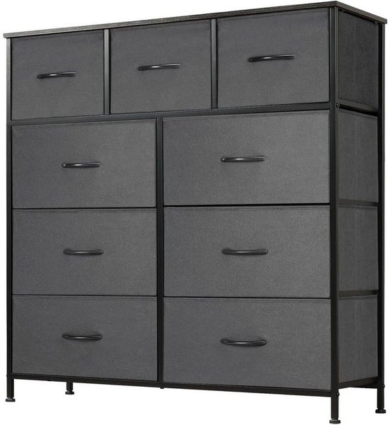 DUMOS Schubkastenkommode Kommode mit 9 Schubladen Stoffkommode mit Stabilem Stahlrahmen, 9 Schubladen