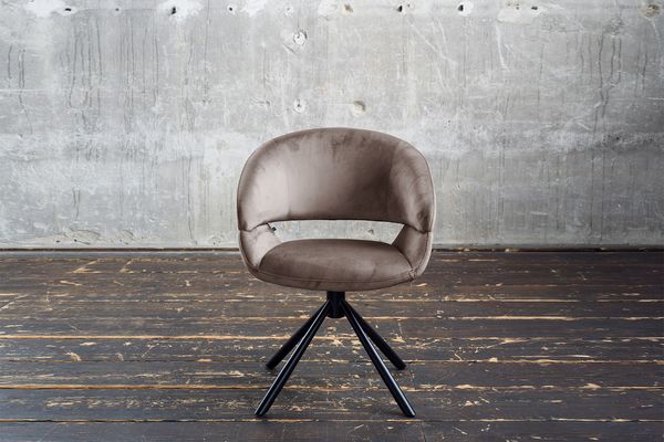 KAWOLA Esszimmerstuhl LARA Drehstuhl Velvet taupe 82 x 62 x 61 cm
