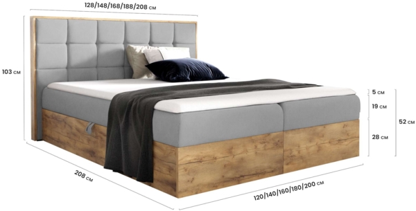 99rooms Florida Boxspringbett 200x200 cm Velours MONOLITH Grün Bild 2