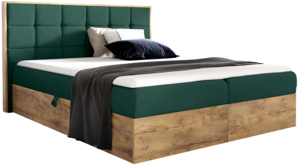 99rooms Florida Boxspringbett 200x200 cm Velours MONOLITH Grün Bild 3