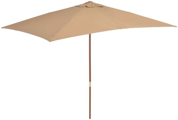 Sonnenschirm | Terrassenschirm | Gartenschirm mit Holz-Mast 200x300 cm Taupe
