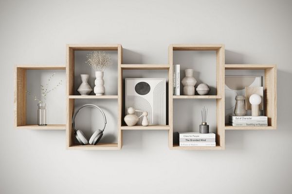 Home affaire Wandboard Wandregal Trio, 1-tlg, Stell- oder Hängeregal, 10 offene Fächer, flexibel montierbar