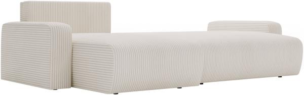 Ecksofa L-form, mit Schlaffunktion und Bettkasten - ARGOS - Creme Cord Bild 5