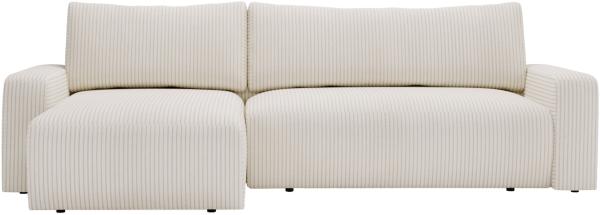 Ecksofa L-form, mit Schlaffunktion und Bettkasten - ARGOS - Creme Cord Bild 2