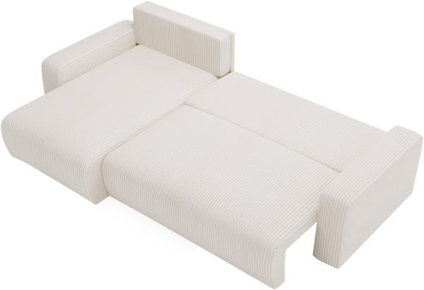 Ecksofa L-form, mit Schlaffunktion und Bettkasten - ARGOS - Creme Cord Bild 3
