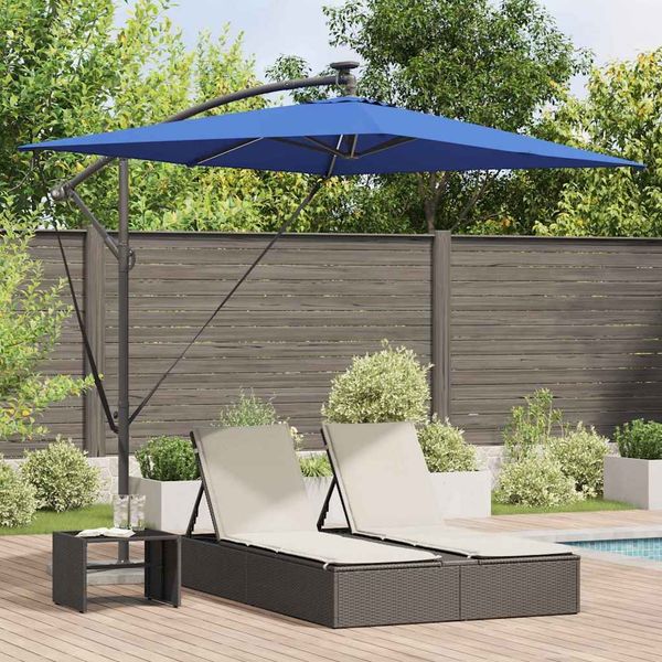vidaXL Sonnenschirm mit LED-Lichtleisten Azurblau 294 x 200 x 270 cm 42003396