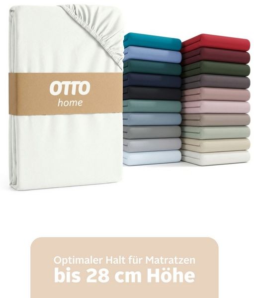 OTTO home Spannbettlaken BLACKBERRY in BASIC und PREMIUM Qualität, 100% Baumwolle, Jersey (160 g/m), Gummizug: rundum, (2 Stück), für hohe Matratzen bis 28 cm, Bettlaken, Spannbetttuch, pflegeleicht