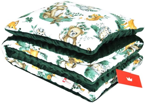 Kinderdecke BABYLUX Babydecke MINKY 2Set Kuscheldecke Decke 75 x 60cm Kinderwagen, BabyLux, MP123 - Grün + Wald Tiere Bild 3