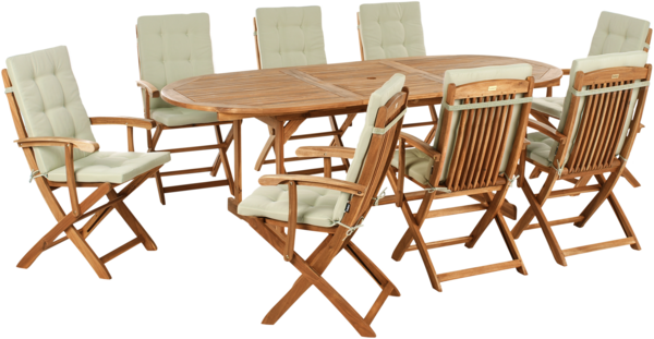 Gartenmöbel Set 8-Sitzer MAUI PREMIUM Akazienholz Hellgrün Bild 1