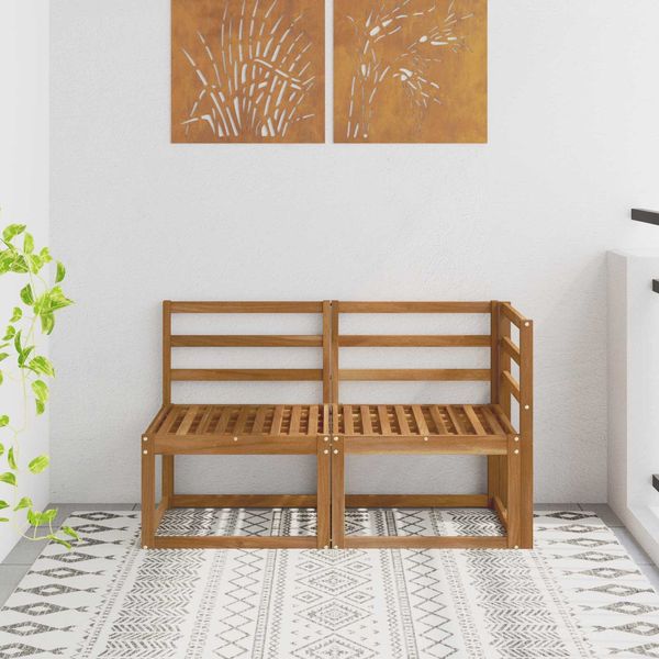 vidaXL Outdoor Mittel- und Ecksofa 2 Stück Natur Massivholz Akazie 900468