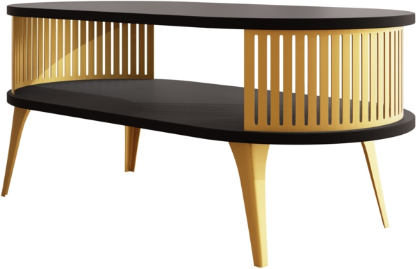 Couchtisch Rajkon Oval Gold (Farbe: Gold / Schwarz Molet)