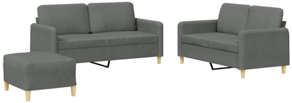 vidaXL 3-tlg. Sofagarnitur mit Kissen Dunkelgrau Stoff 3202095