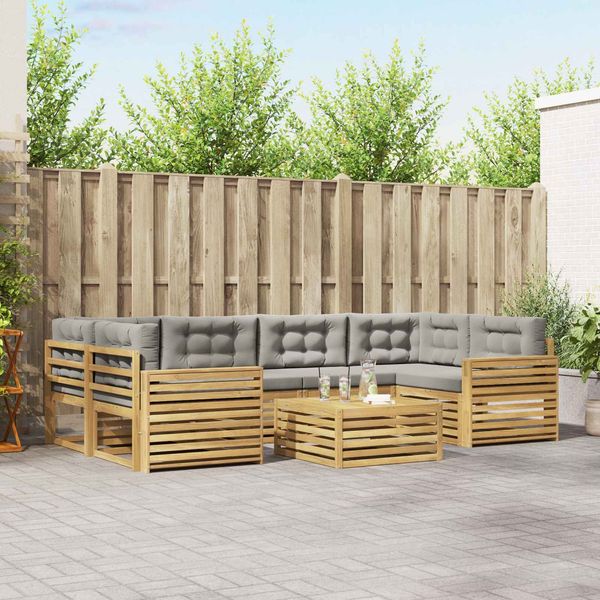 vidaXL Outdoor-Sofagarnitur 7 pcs Weiß und Hellgrau 3390131