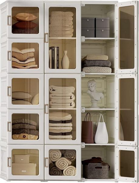 Dripex Kleiderschrank Faltbarer Schrank, Mehrzweckschrank, mit magnetische Türen Einfache Montage, faltbar