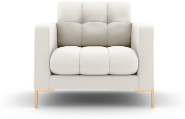 Micadoni Sessel Mamaia 1-Sitzer Strukturierter Stoff Neve Helles Beige goldene Beine